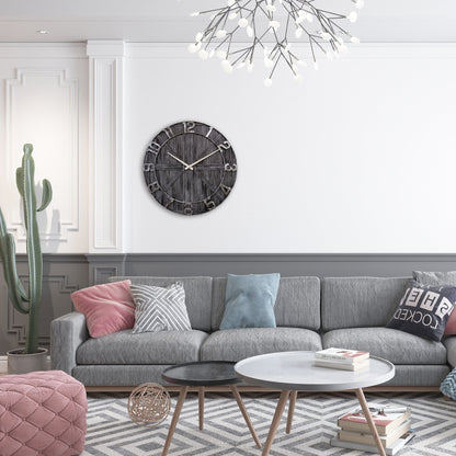 Große Wanduhr - 50 cm - Geräuschlos - Holz - Metall - "York"