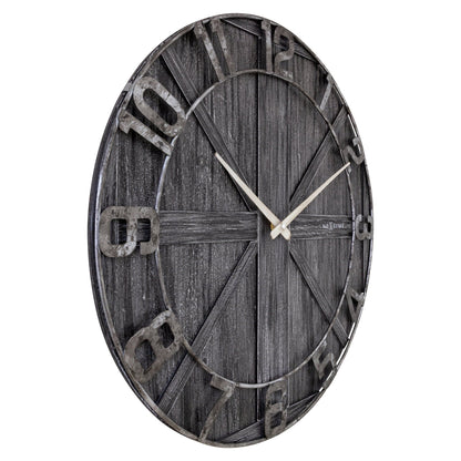 Große Wanduhr - 50 cm - Geräuschlos - Holz - Metall - "York"