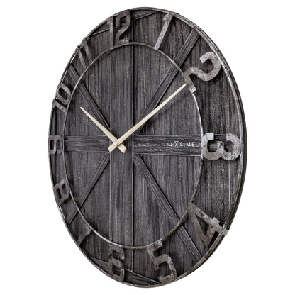 Große Wanduhr - 50 cm - Geräuschlos - Holz - Metall - "York"