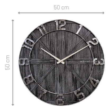 Große Wanduhr - 50 cm - Geräuschlos - Holz - Metall - "York"