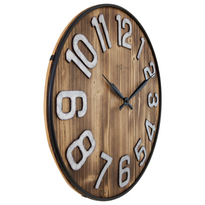 Große Wanduhr - 50 cm - Geräuschlos - Holz - Metall - "Aberdeen"