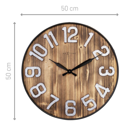 Große Wanduhr - 50 cm - Geräuschlos - Holz - Metall - "Aberdeen"