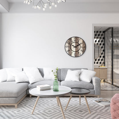 Große Wanduhr - 50 cm - Geräuschlos - Holz Metall - "Oxford"