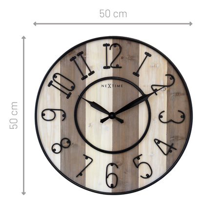 Große Wanduhr - 50 cm - Geräuschlos - Holz Metall - "Oxford"