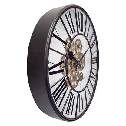 Large NeXtime Clocks Moving Gear Wall Clock with 50cm diameter, featuring intricate gear design and a classic style.