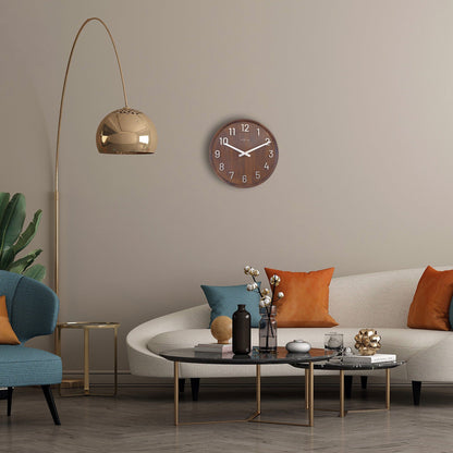 Groene wandklok van 50cm van NeXtime, houten en metalen ontwerp, stille werking, model "Precious" voor woninginterieur.