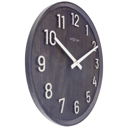 NeXtime wandklok van 50cm met houten en metalen details, stille wandklok met elegante "Precious" afwerking, zijaanzicht