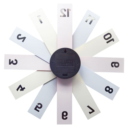 NeXtime Clocks 40cm silent wall clock with acrylic and metal design, showcasing the back view with sleek materials.