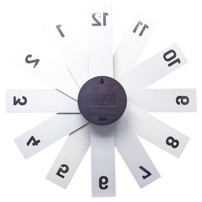 NeXtime Clocks wall clock with 40cm diameter, silent mechanism, acrylic and metal design, labeled "Plexi"