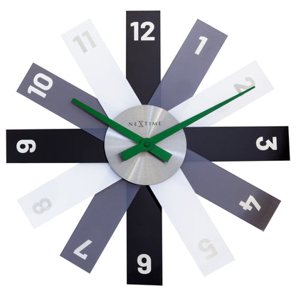 NeXtime Clocks 40cm silent wall clock with acrylic and metal frame, showcasing a modern design and clear clock face.