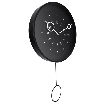 Wanduhr 35x60x5cm - Pendel - Schwarz-Metall - "Schlaufe" 