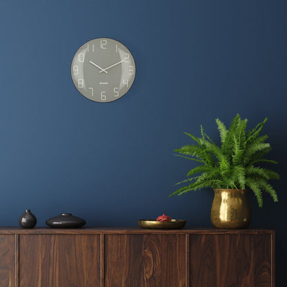 NeXtime Clocks wall clock with 35cm domed glass lens, silent operation, featuring a stylish shade design.
