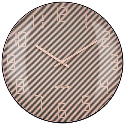 NeXtime Clocks wall clock with 35cm domed glass lens, silent operation, modern design, and a sleek glass "Shade" finish.