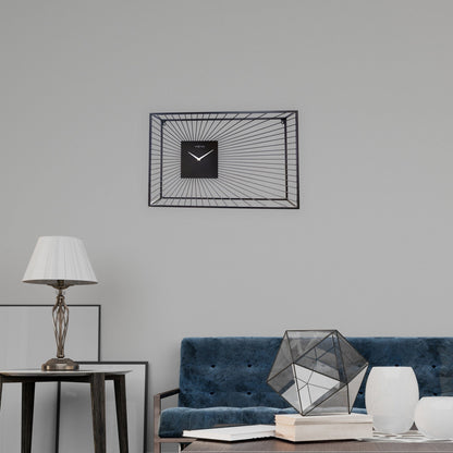 Large black metal wall clock by NeXtime Clocks, 70x45x15cm, featuring a silent mechanism and modern design.