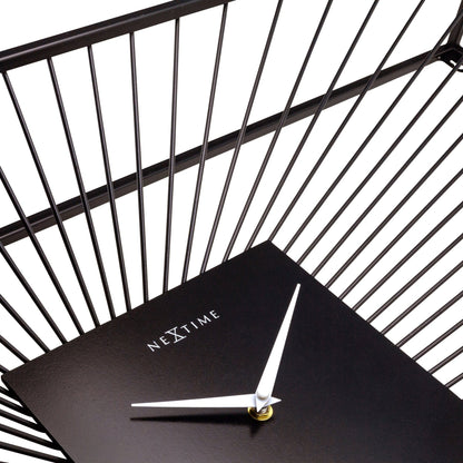 NeXtime Vasco large black metal wall clock, 70x45x15cm, silent mechanism with detailed view of clock face and hands.