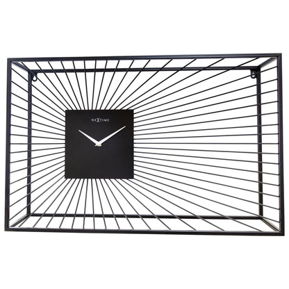 NeXtime Vasco large black metal wall clock, 70x45x15cm, silent movement, modern design, front view image.