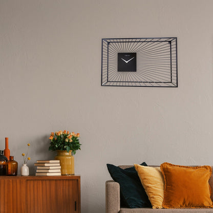 Large black metal wall clock by NeXtime, 70x45x15cm, silent movement, modern design for interior decoration.