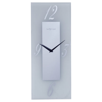 NeXtime wandklok 20x50cm met glazen frosted en spiegelafwerking, stille werking, ontwerp geïnspireerd door Dali.
