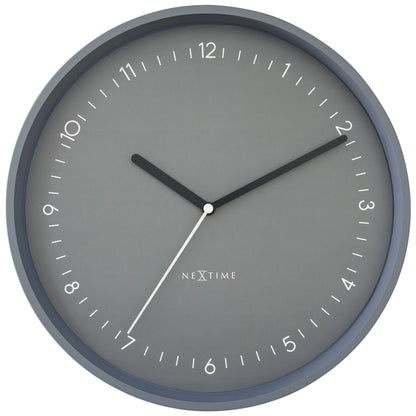 NeXtime Clocks Berlin wall clock, 30cm aluminum silent clock with a modern design, front view showing the clock face and hands.