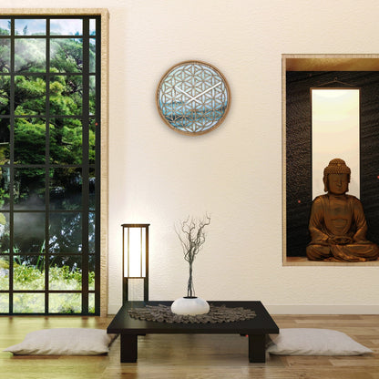 Groene houten wandklok van 40 cm van NeXtime, stille klok met modern ontwerp, geschikt voor interieurdecoratie