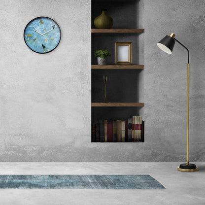 Blue NeXtime Clocks wall clock, 30cm silent plastic clock with pond design, suitable for interior decoration.