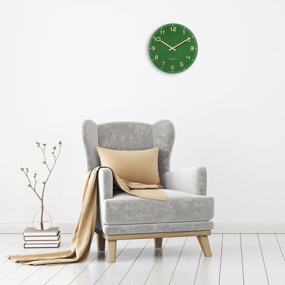 Green NeXtime Clocks wall clock, 40cm silent design with glass and aluminium, in a stylish "Classy Medium" style.