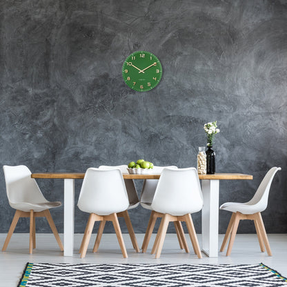 Green NeXtime Classy Medium wall clock, 40cm silent clock with glass and aluminum design, suitable for modern interior decor.