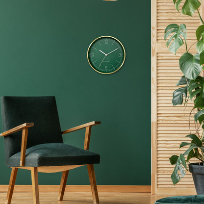 NeXtime Bolero wandklok van 25cm met turquoise, wit en zwart metalen ontwerp, stil en modern voor aan de muur
