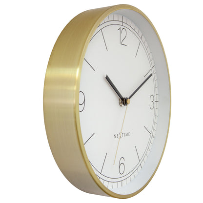 NeXtime Bolero wandklok van 25cm met turquoise, wit en zwart metalen frame, stille werking, linkszichtbare zijde.
