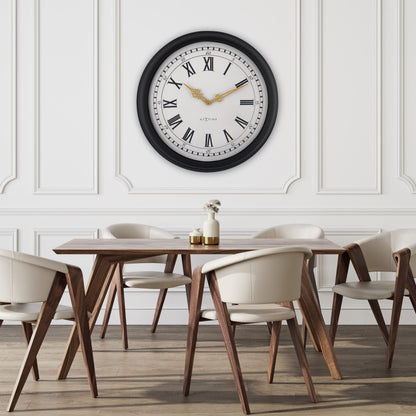 Large black and grey plastic wall clock by NeXtime Clocks, 76cm Chopin Large model with modern design.