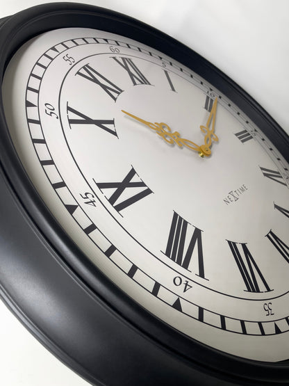 NeXtime Chopin Large wall clock, 76cm black and grey plastic design with bold hands and minimalist style.