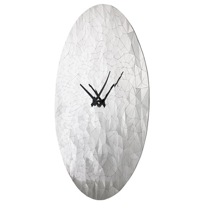 NeXtime stainless steel wall clock with chrome finish, 80cm diameter, featuring a modern Fragment design on the right side.