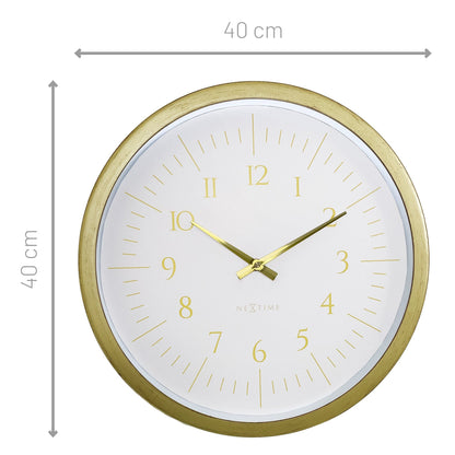 Black and white NeXtime Galaxy wall clock, 40cm plastic clock with a modern celestial design, hanging on a wall.