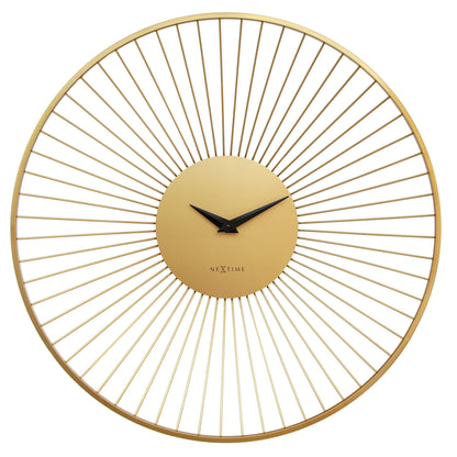 Gouden metalen wandklok 80cmØ NeXtime 'Vasco Round' met grote ronde wijzerplaat en moderne uitstraling