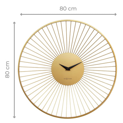 Gele metalen wandklok van 80cm doorsnede met ronde vorm en zwart wijzerplaat, NeXtime Vasco Round design