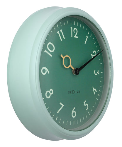 NeXtime Golden Hour wall clock, 30.5cm, silent movement, ABS frame, showing a stylish gold-toned dial and black hour markers.