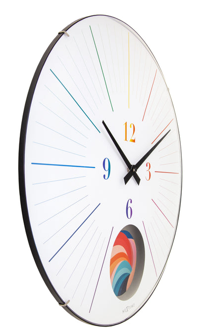 NeXtime wandklok 'Duomo 50 Pendulum' met grote 50cm domed glazen lens en stille slinger, wandklok voor aan de muur
