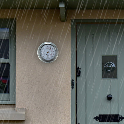 NeXtime Clocks galvanized metal garden thermometer, 22cm weatherproof outdoor thermometer with Lily design