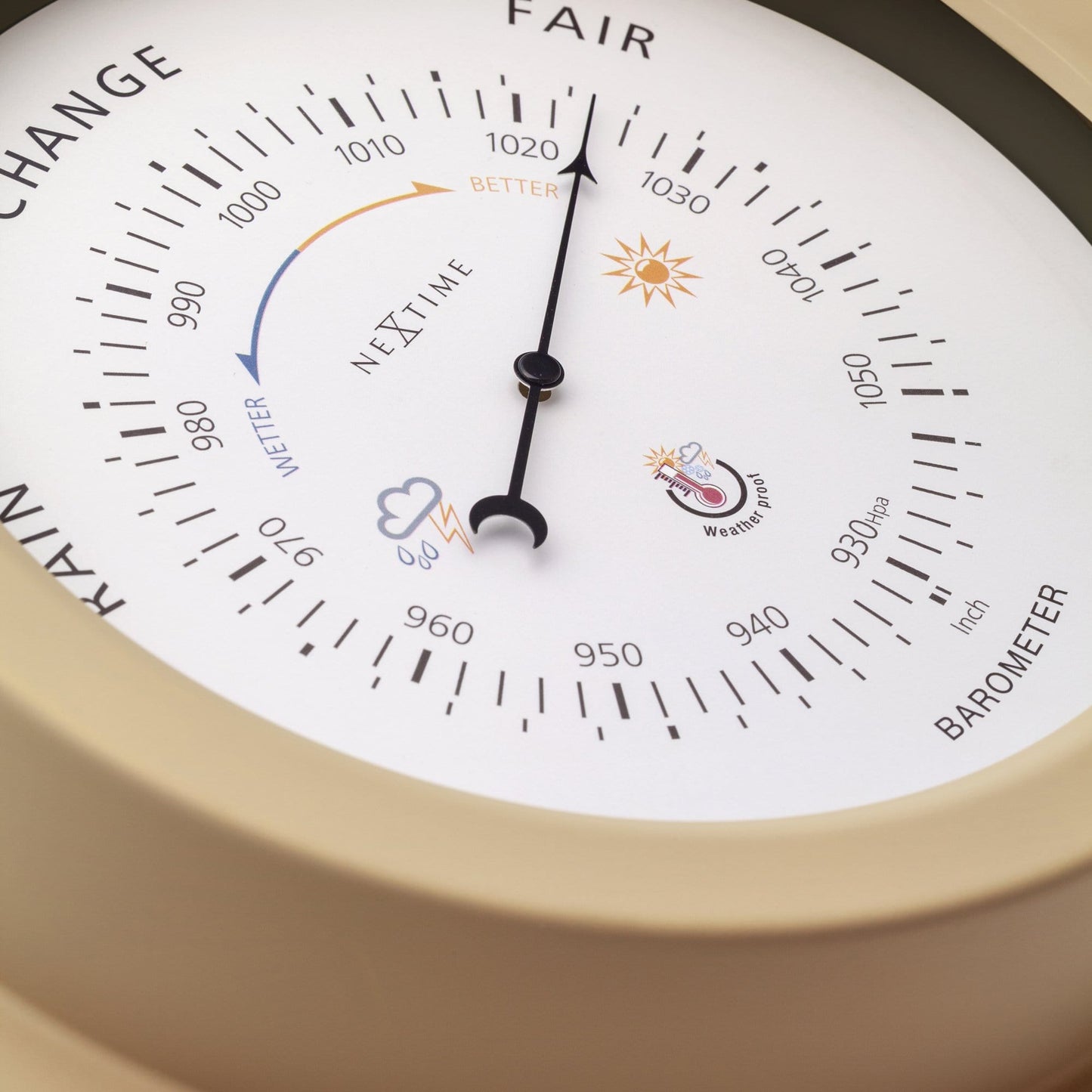 Wetterfestes Barometer - 22 cm - Metall - Verzinktes Orchideenmuster