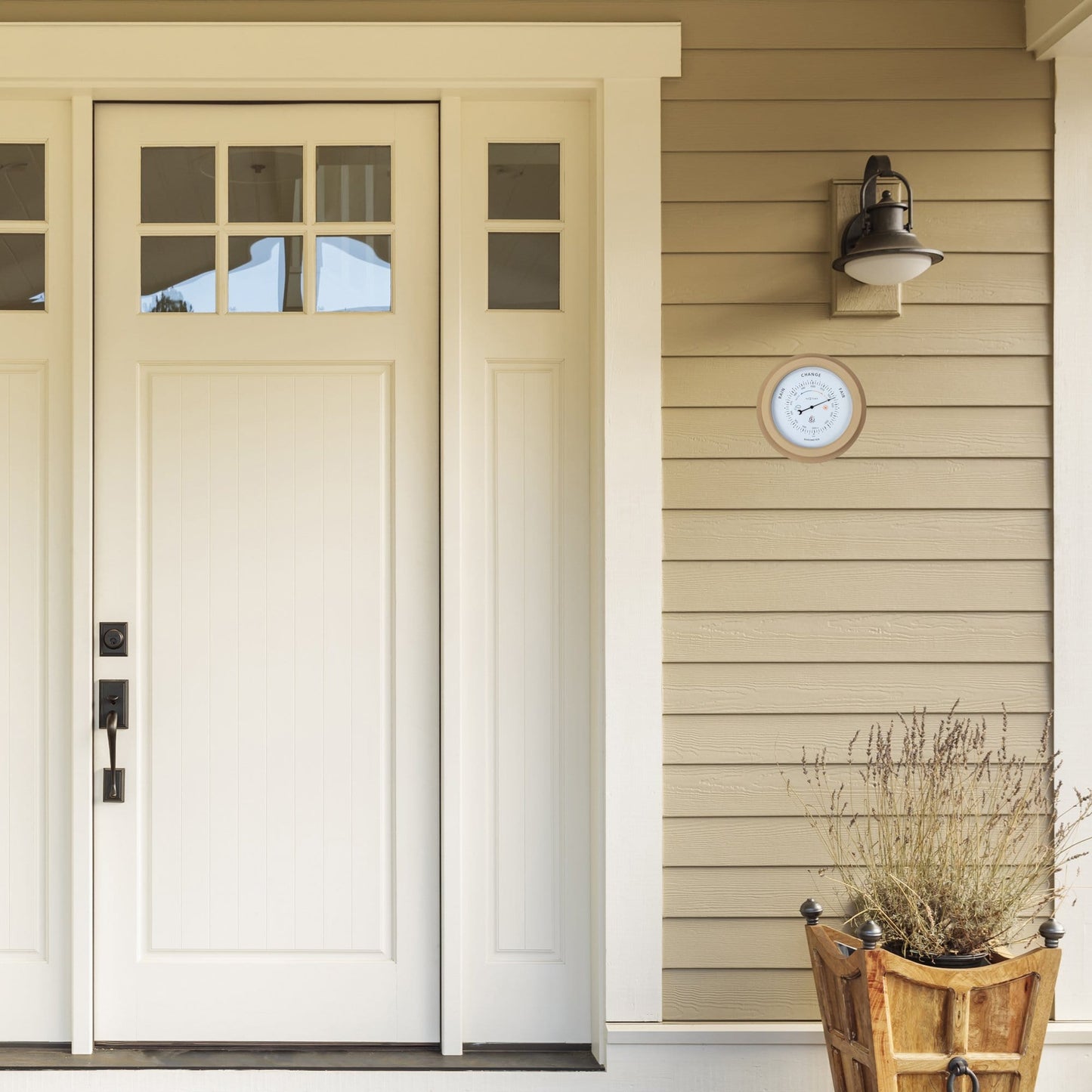 Wetterfestes Barometer - 22 cm - Metall - Verzinktes Orchideenmuster