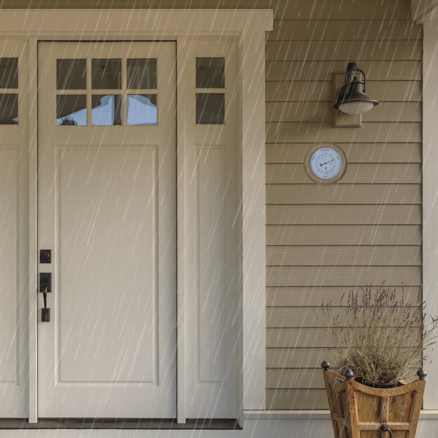 Wetterfestes Barometer - 22 cm - Metall - Verzinktes Orchideenmuster