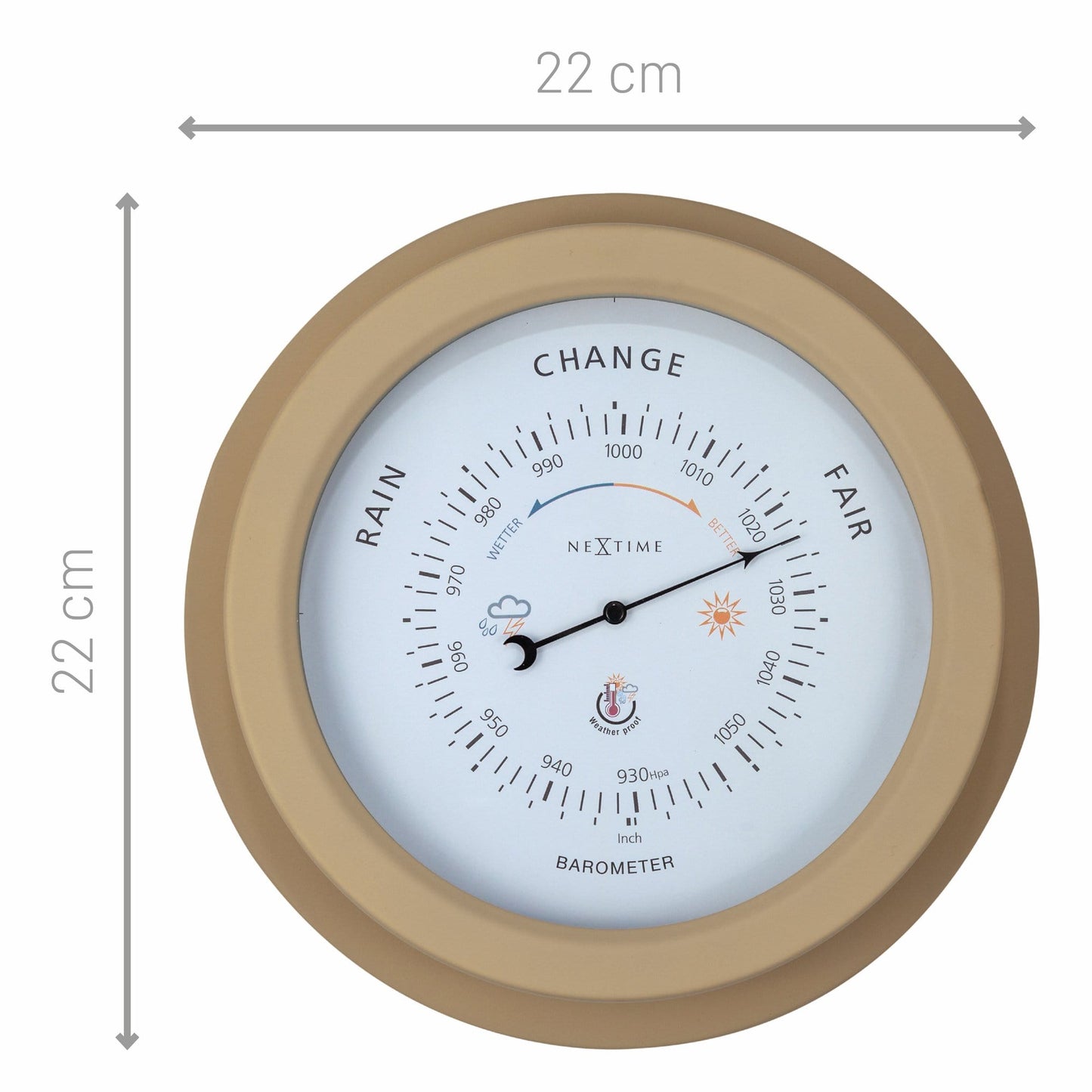 Wetterfestes Barometer - 22 cm - Metall - Verzinktes Orchideenmuster