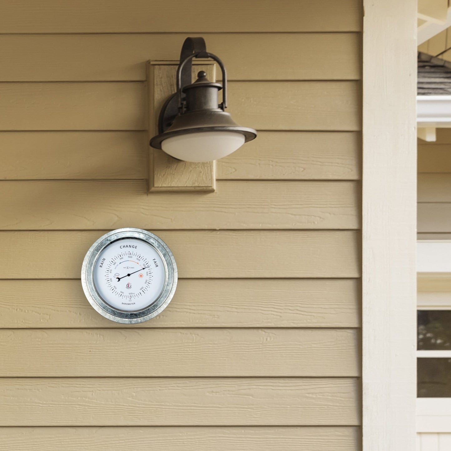 Wetterfestes Barometer - 22 cm - Metall - Verzinktes Orchideenmuster