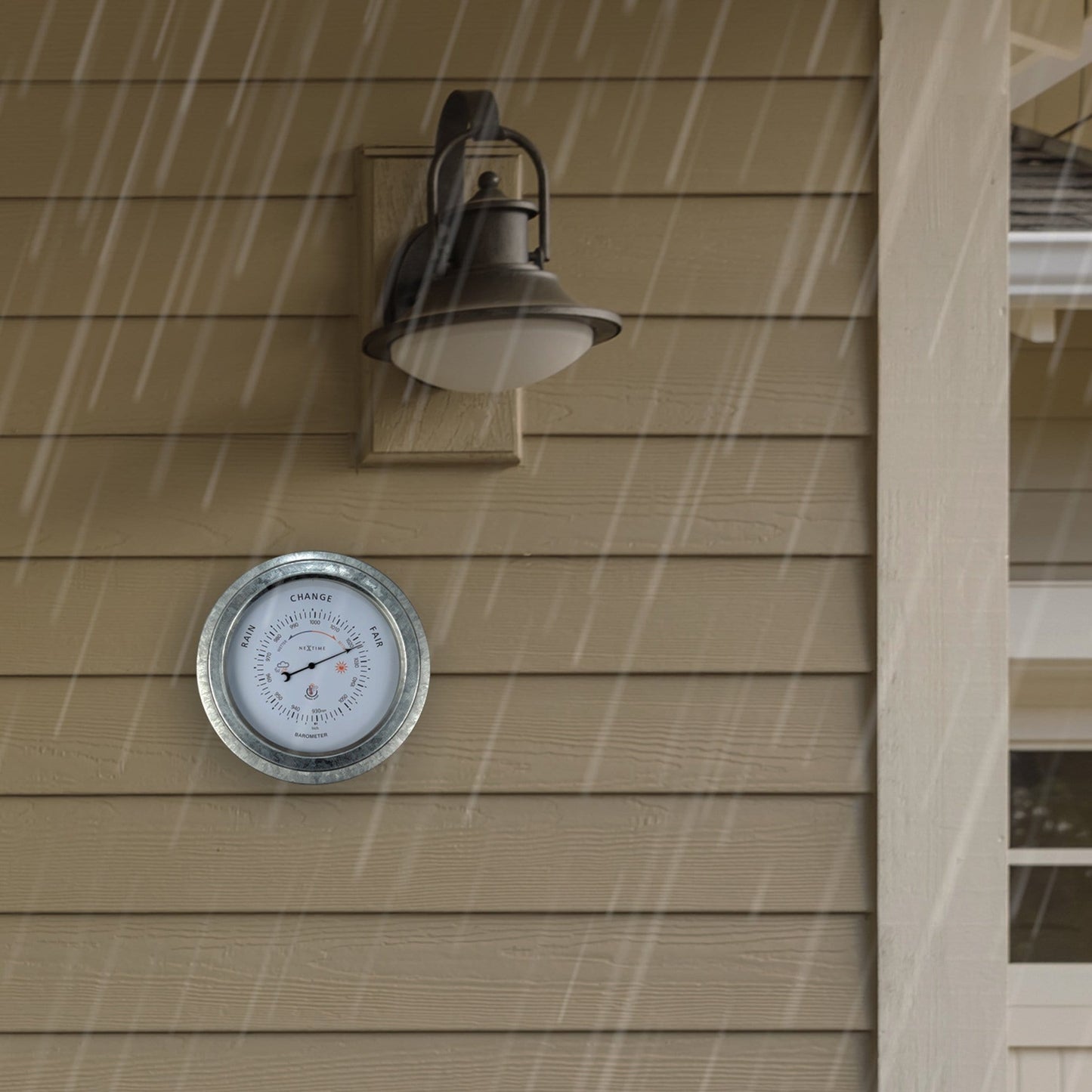 Wetterfestes Barometer - 22 cm - Metall - Verzinktes Orchideenmuster