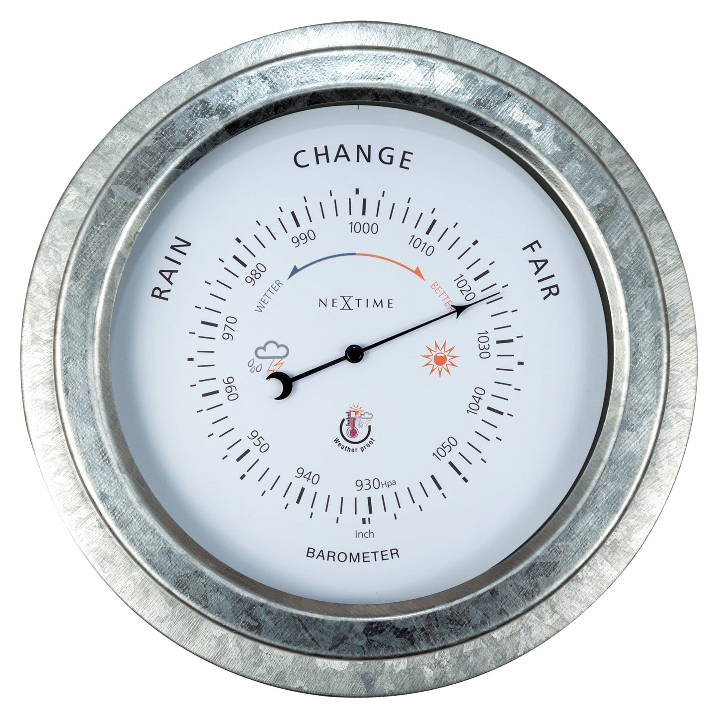 Wetterfestes Barometer - 22 cm - Metall - Verzinktes Orchideenmuster