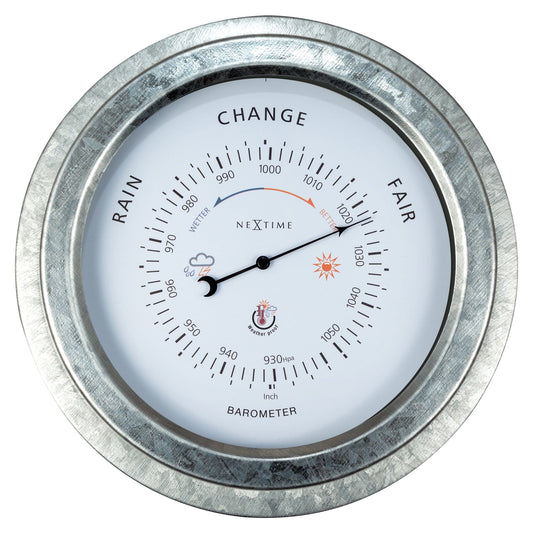 Wetterfestes Barometer - 22 cm - Metall - Verzinktes Orchideenmuster