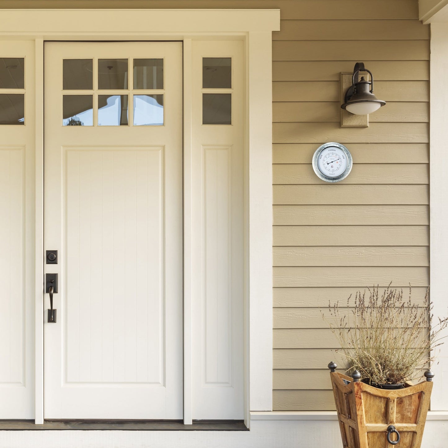 Wetterfestes Barometer - 22 cm - Metall - Verzinktes Orchideenmuster