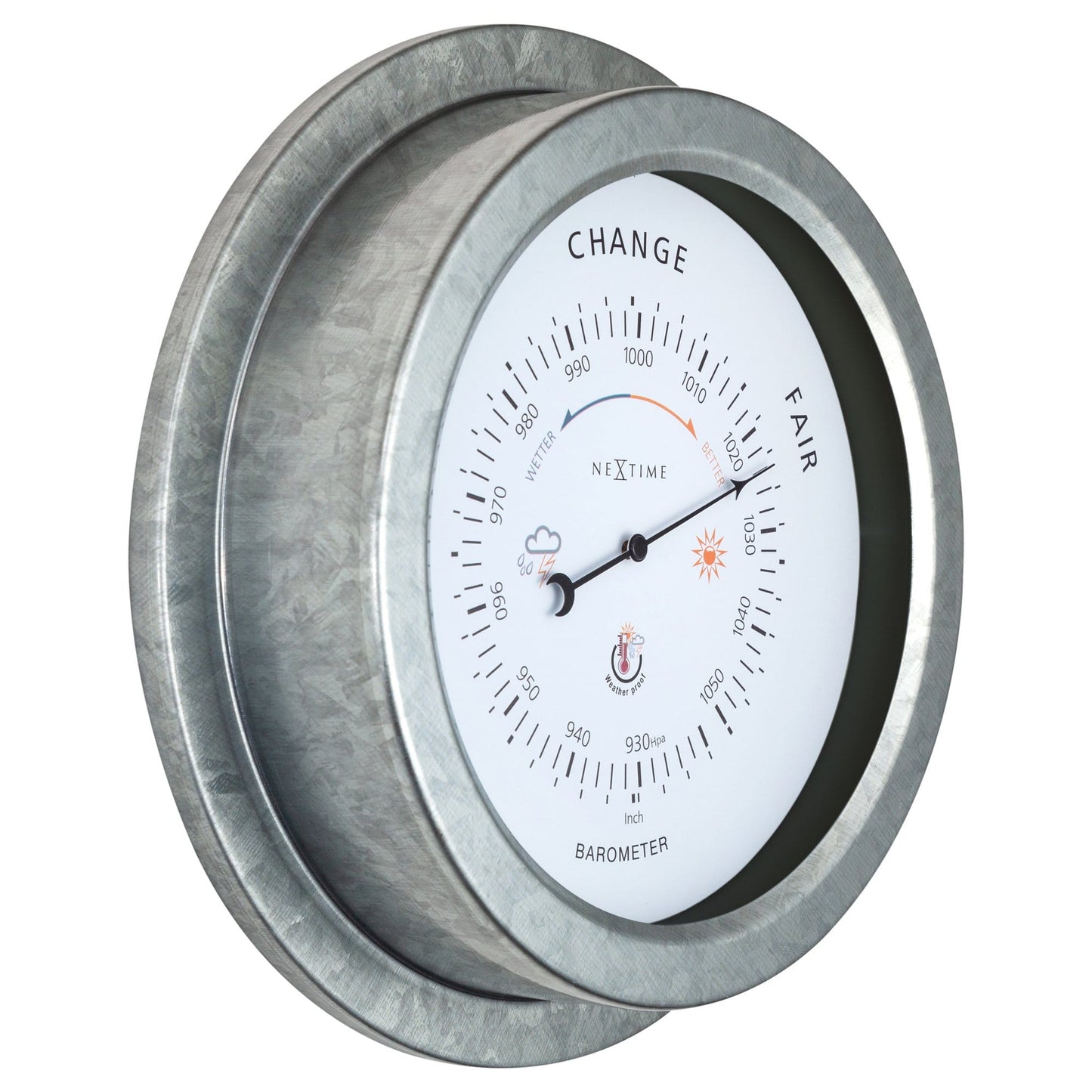 Wetterfestes Barometer - 22 cm - Metall - Verzinktes Orchideenmuster
