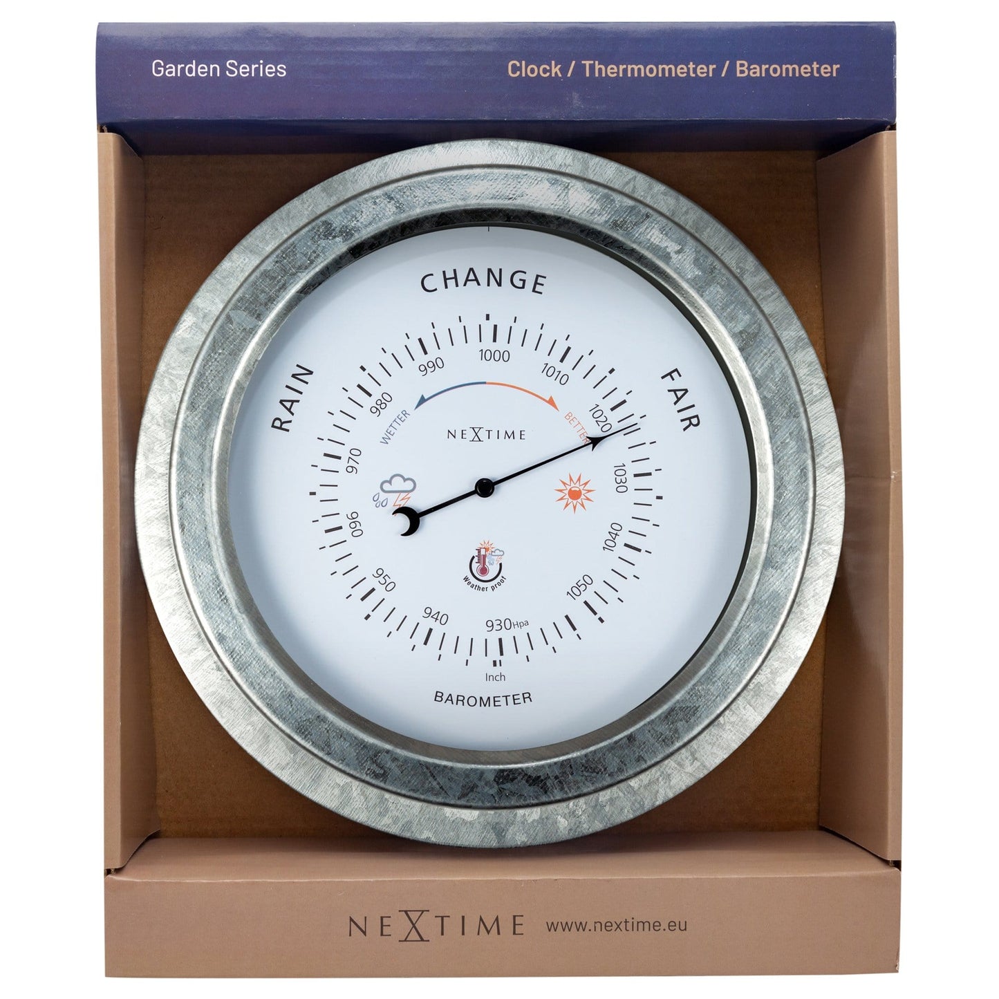 Wetterfestes Barometer - 22 cm - Metall - Verzinktes Orchideenmuster