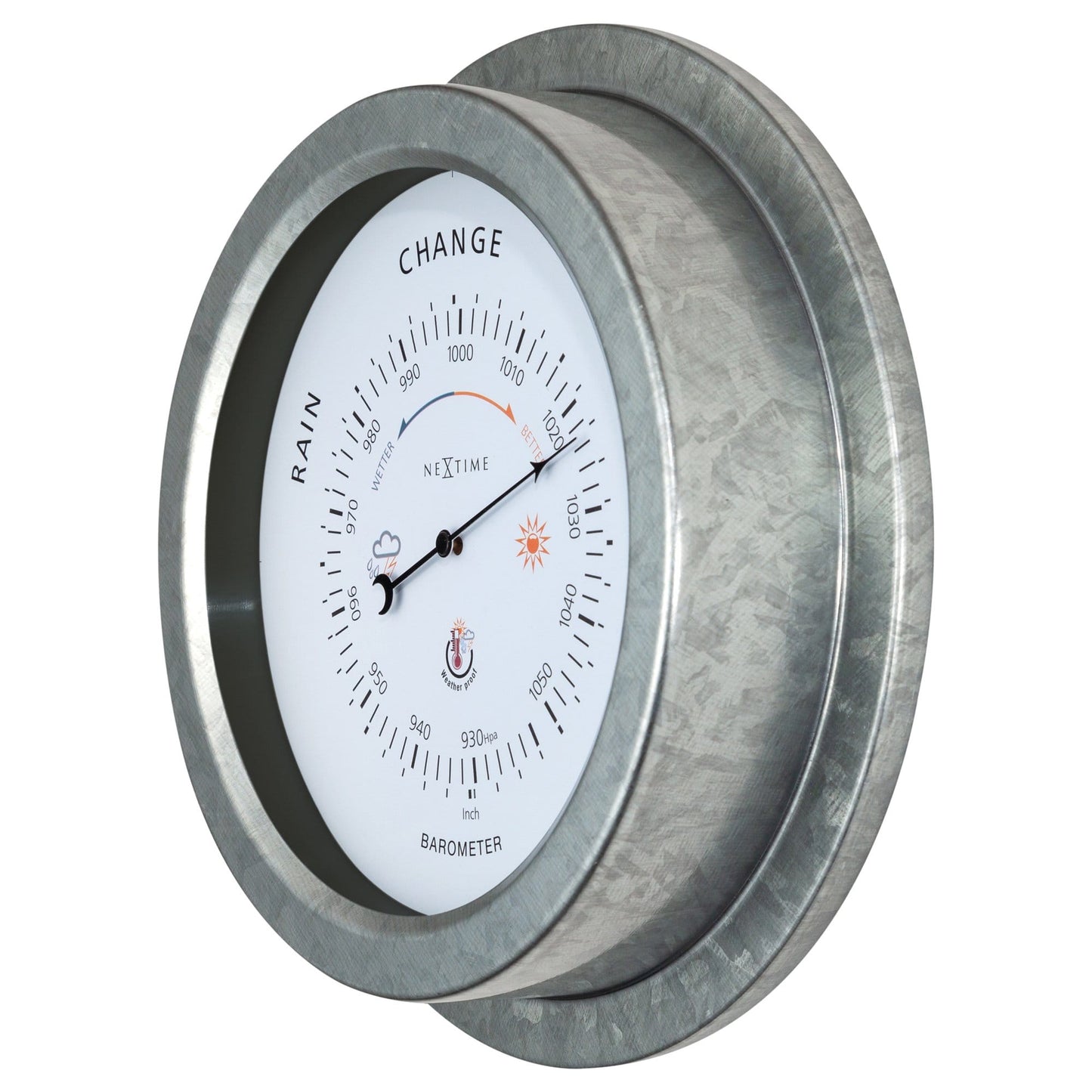Wetterfestes Barometer - 22 cm - Metall - Verzinktes Orchideenmuster